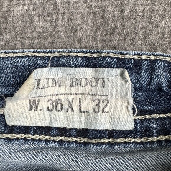 TK Axel Jeans Slim Boot Men’s 36x32 Blue Denim Grunge Distressed Y2K - Picture 2 of 8